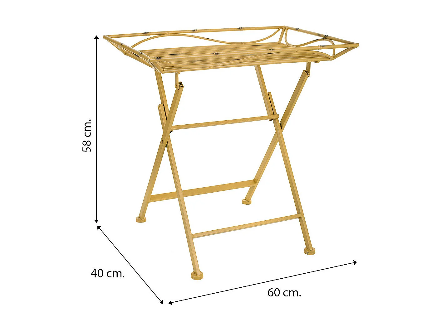 Tavolino in metallo giallo 60x40x58h
