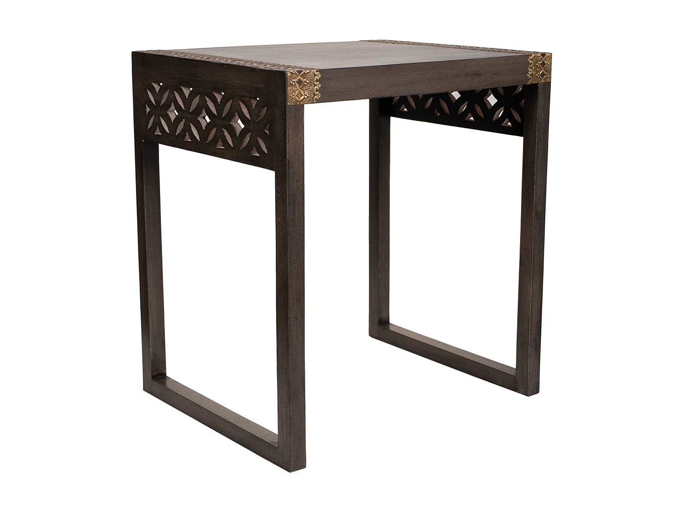 Mesa de madera y metal gris 49,5x40x54,5