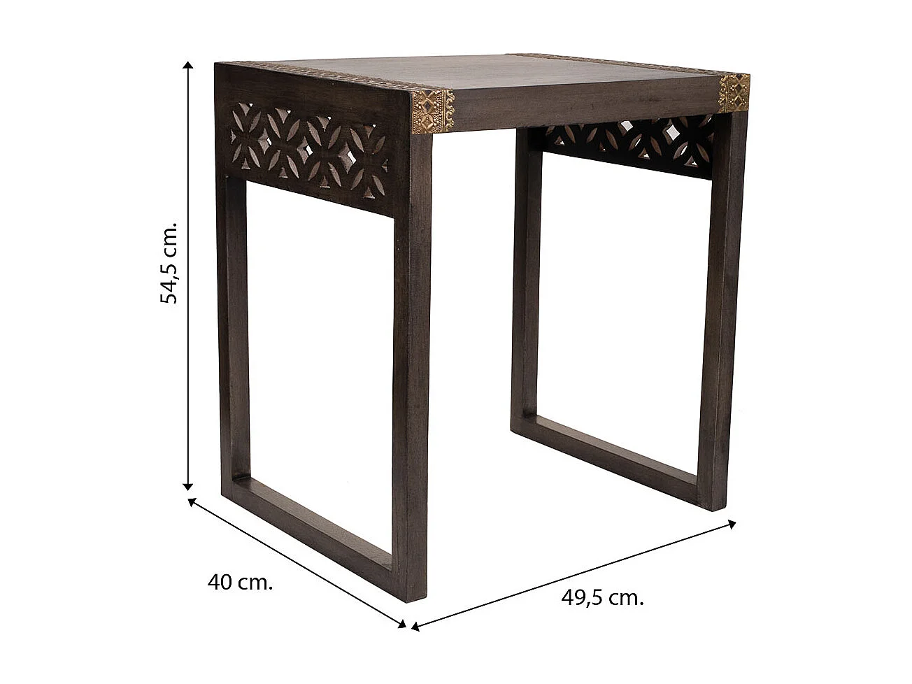 Mesa de madera y metal gris 49,5x40x54,5