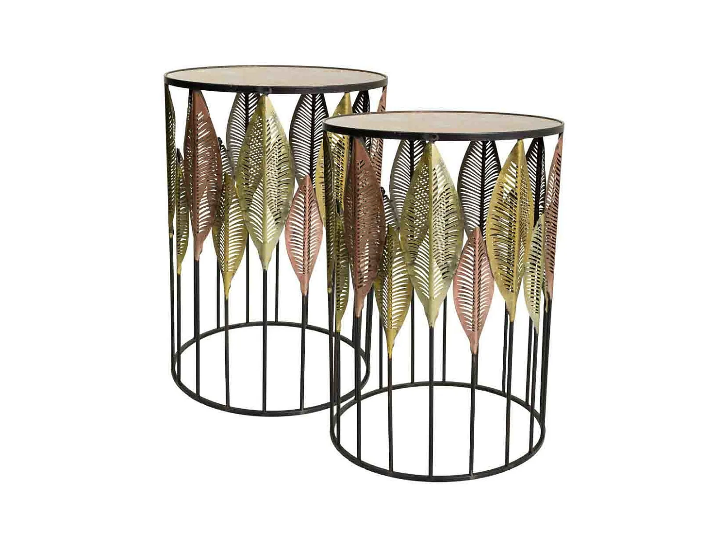 Set 2 mesas auxiliares de metal doradas