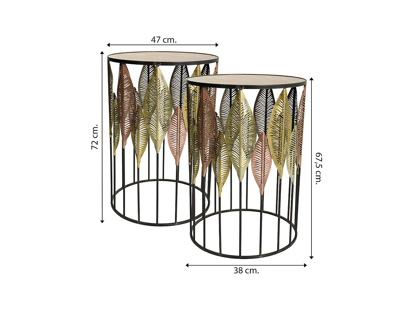 Set 2 mesas auxiliares de metal doradas