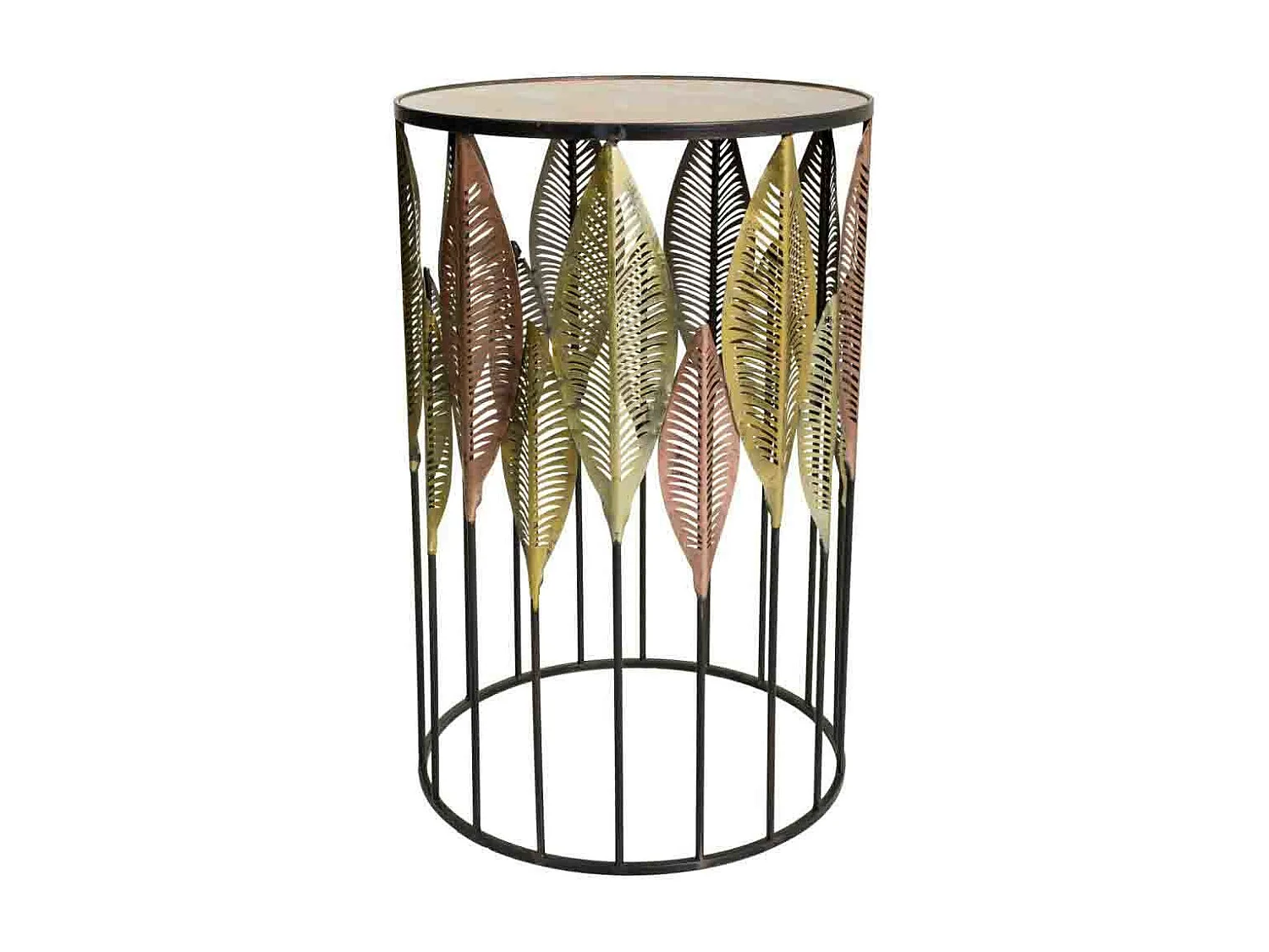 Conjunto de 2 mesas laterais em metal dourado