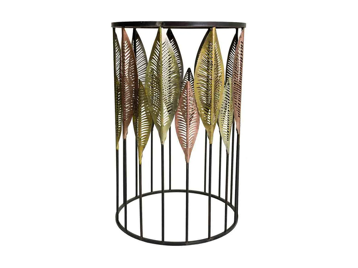 Conjunto de 2 mesas laterais em metal dourado