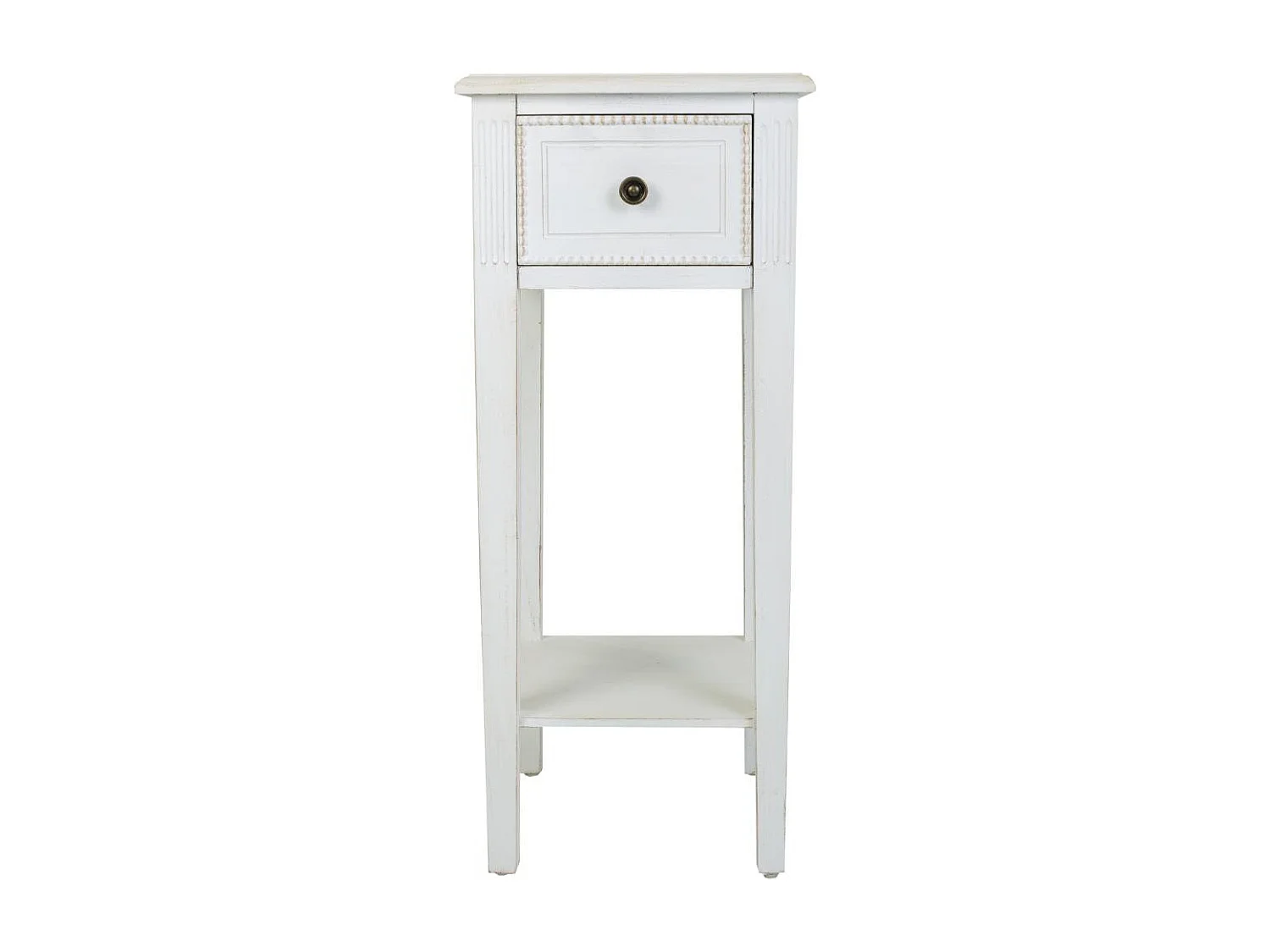 Table téléphone en bois laqué blanc 33x33x78h