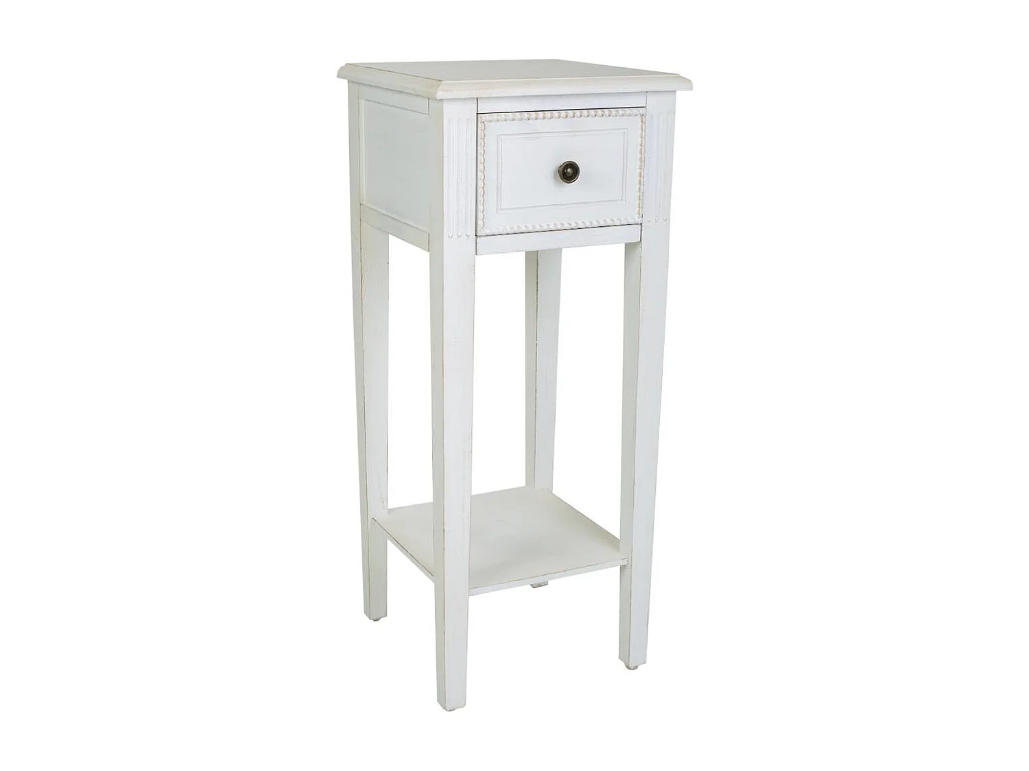 Table téléphone en bois laqué blanc 33x33x78h