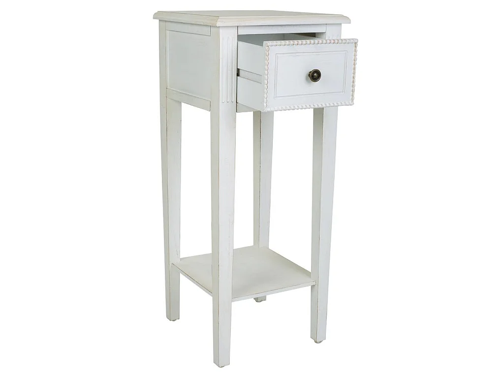 Table téléphone en bois laqué blanc 33x33x78h