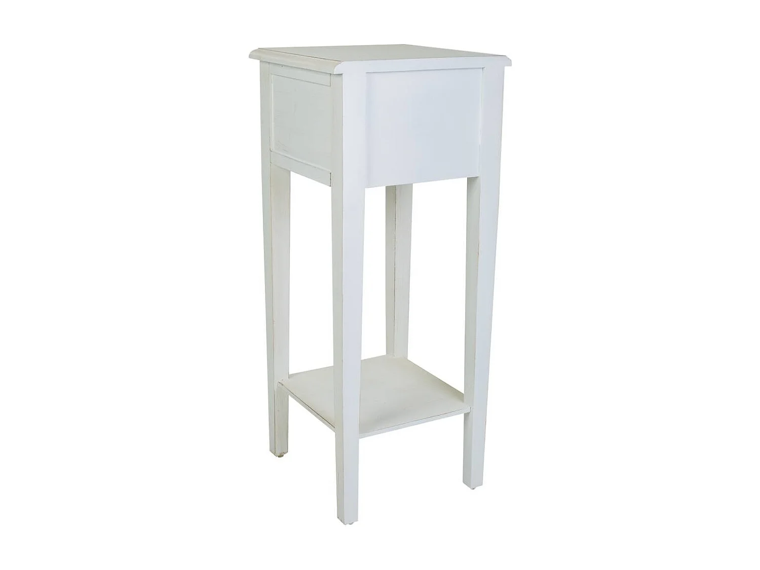 Table téléphone en bois laqué blanc 33x33x78h