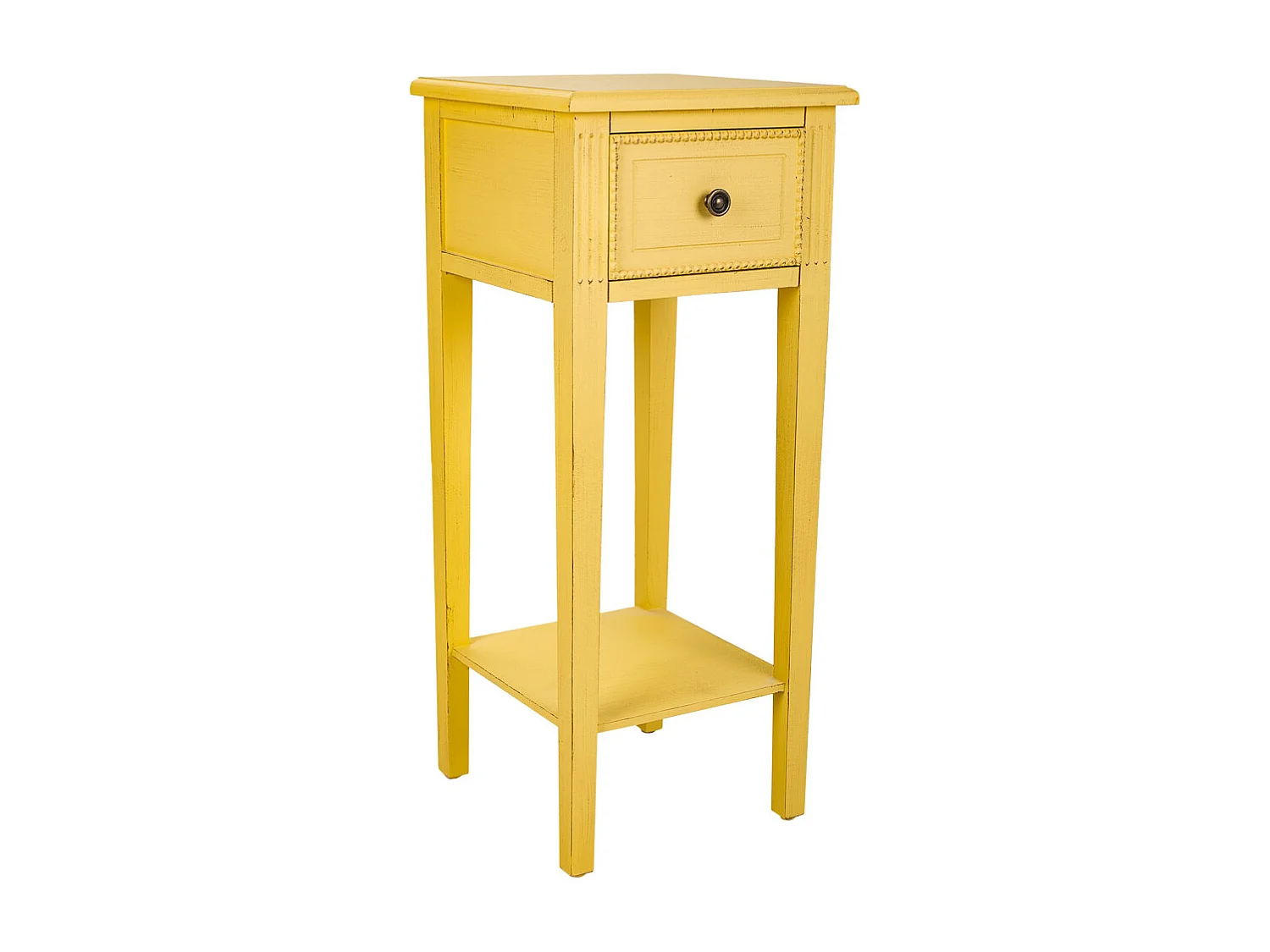 Tavolino porta telefono in legno giallo 33x33x78h