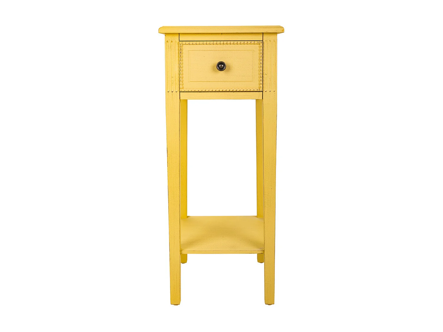 Tavolino porta telefono in legno giallo 33x33x78h
