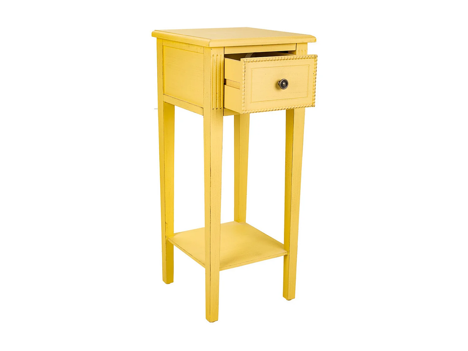 Tavolino porta telefono in legno giallo 33x33x78h