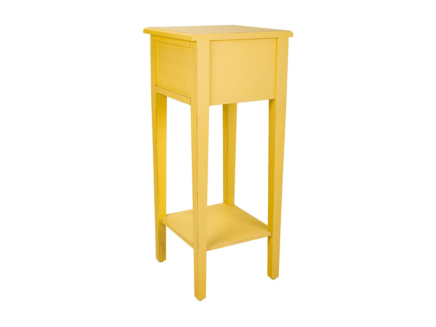 Tavolino porta telefono in legno giallo 33x33x78h