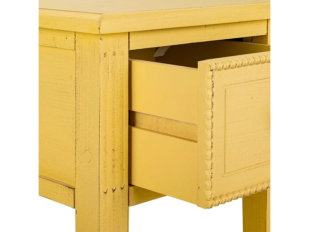 Tavolino porta telefono in legno giallo 33x33x78h