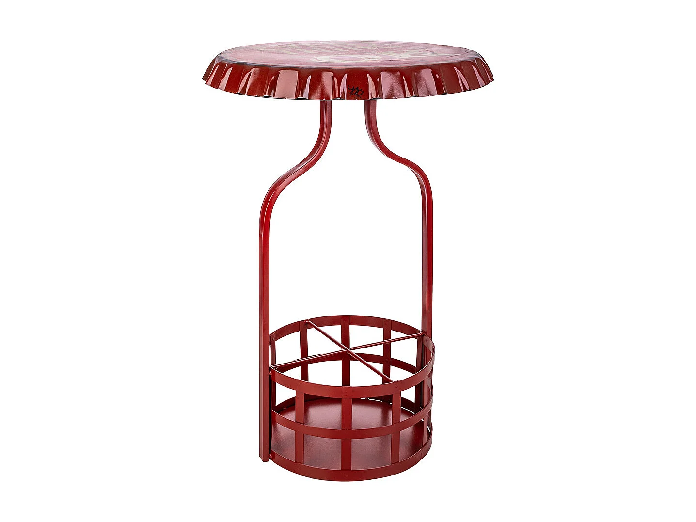 Tavolo portabottiglie in metallo rosso 42x42x60h