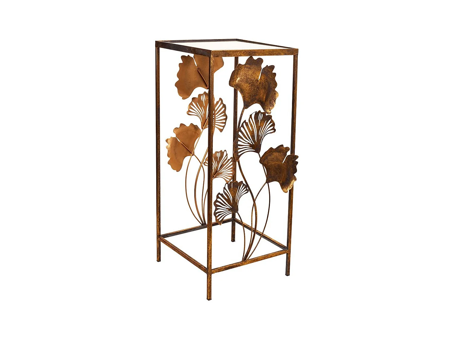 Mesa de canto em metal dourado 35x33x76