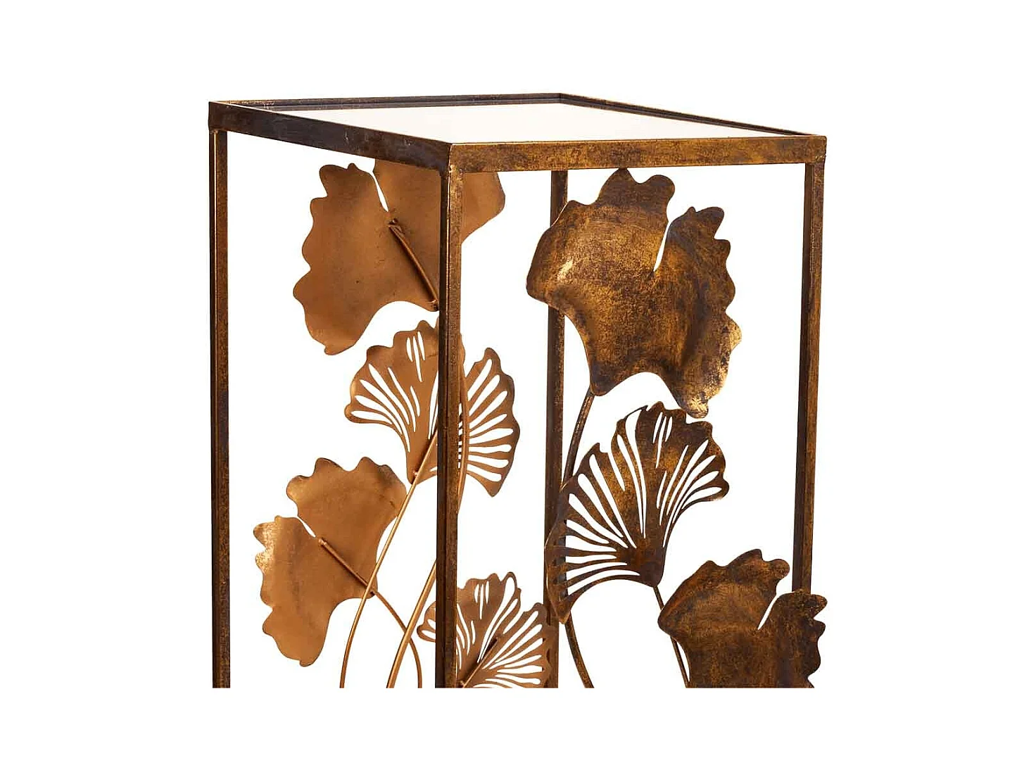 Mesa de canto em metal dourado 35x33x76