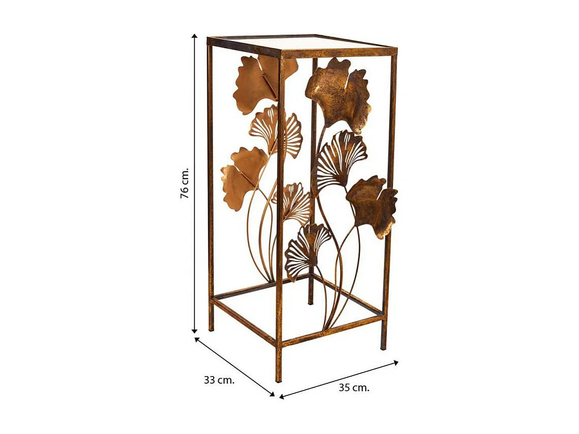 Mesa de canto em metal dourado 35x33x76