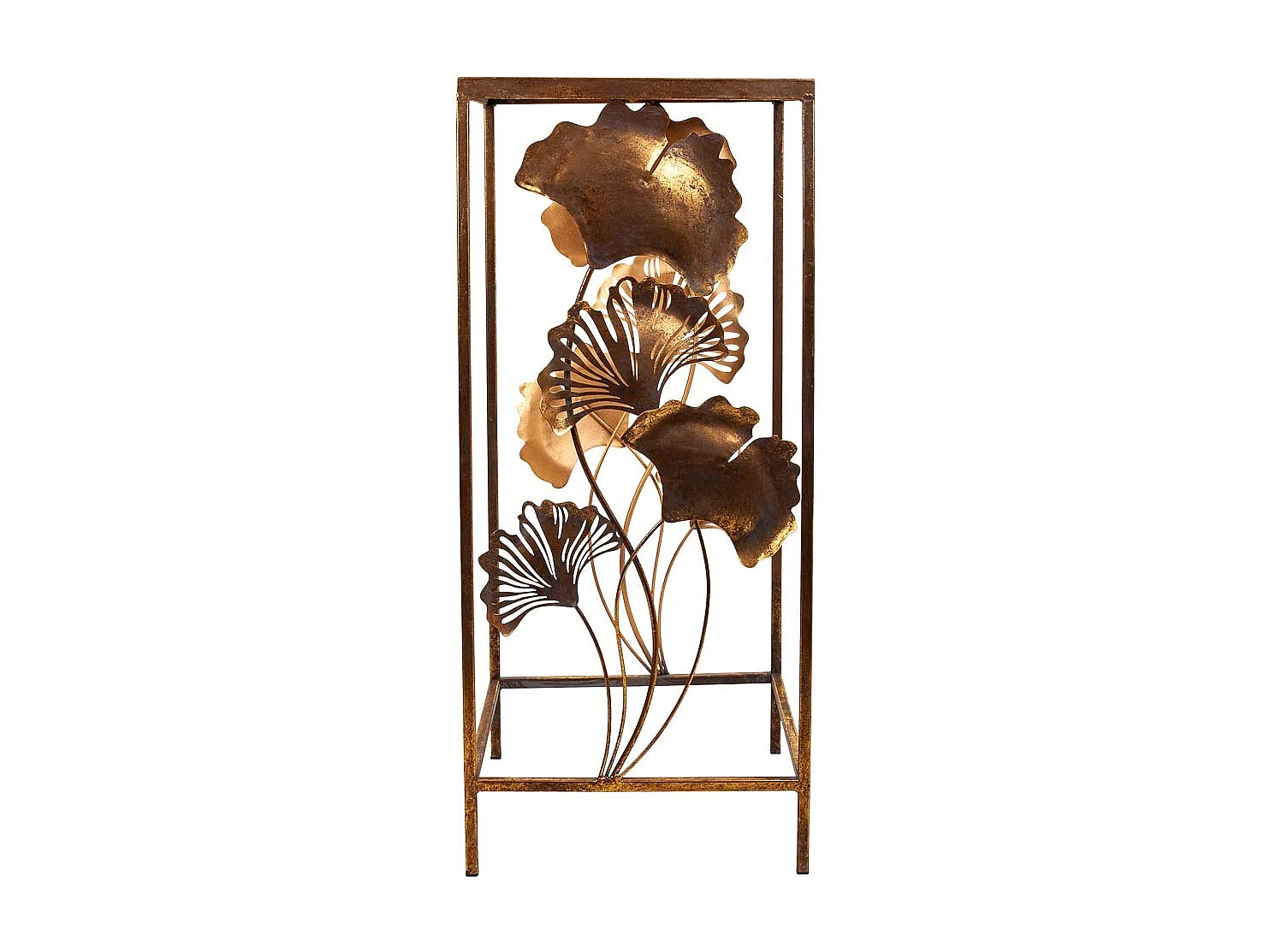 Mesa de canto em metal dourado 35x33x76