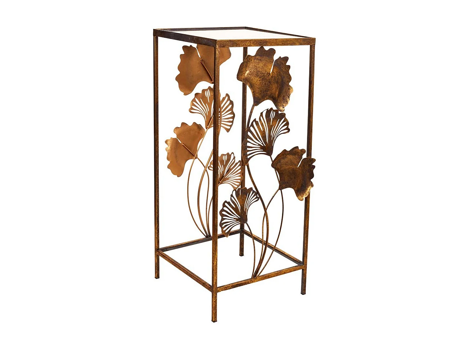Mesa de canto em metal dourado 35x33x76