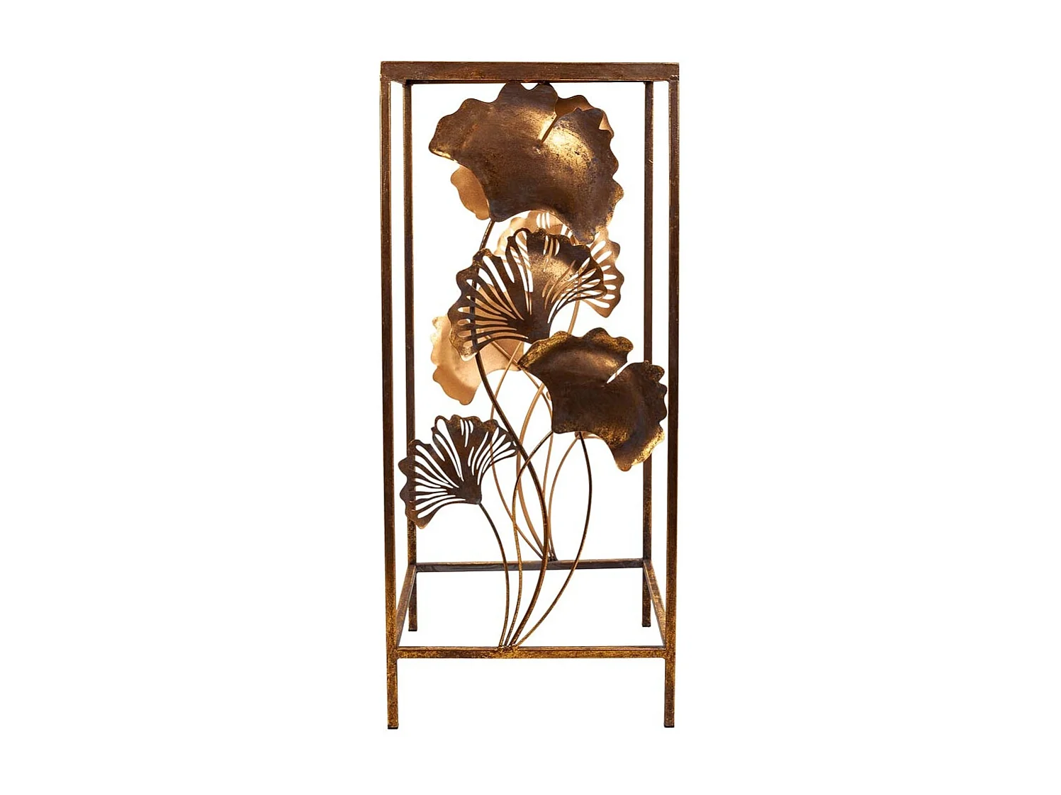 Mesa de canto em metal dourado 35x33x76