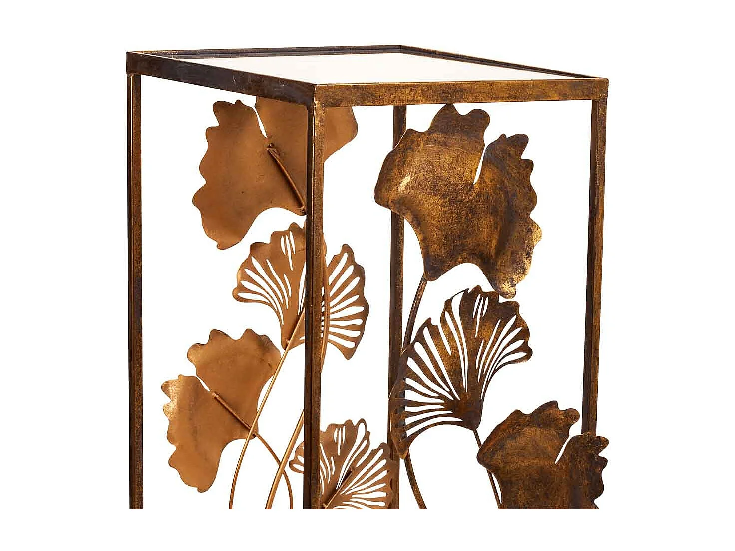 Mesa de canto em metal dourado 35x33x76
