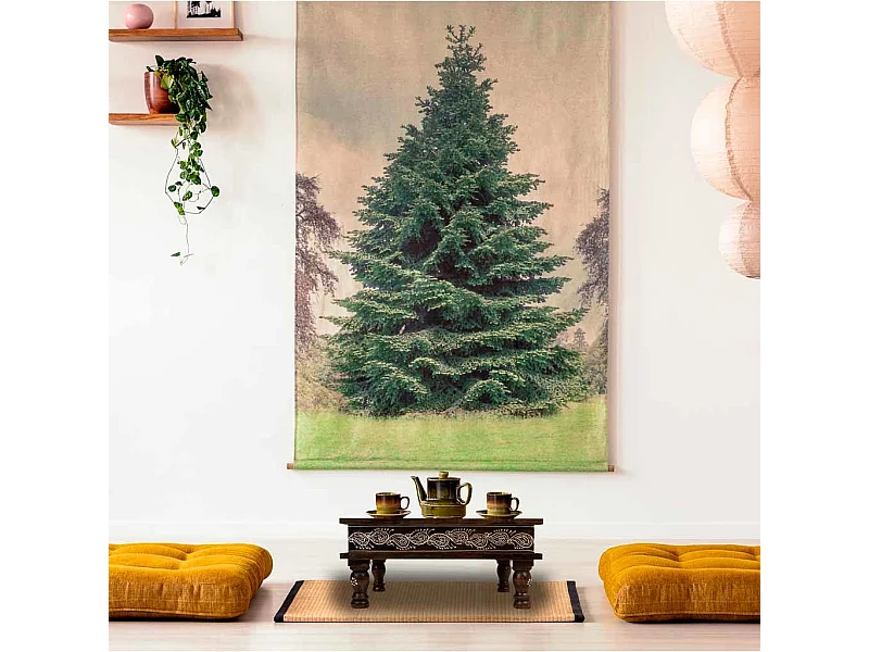 Mesa de madera pintado artesanal marrón 38x38x17