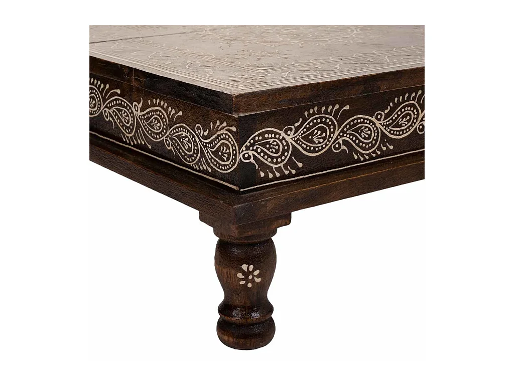 Mesa de madera pintado artesanal marrón 38x38x17