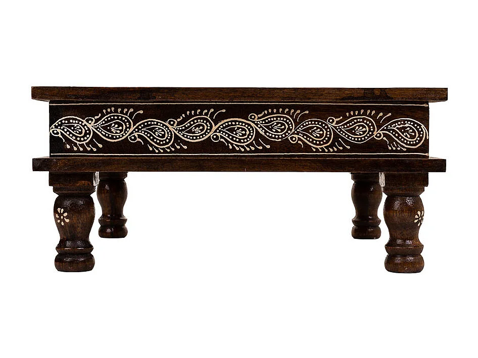 Brauner handgefertigter bemalter Holztisch 38x38x17 h cm