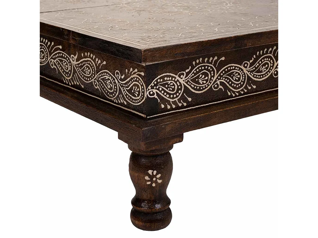 Brauner handgefertigter bemalter Holztisch 38x38x17 h cm