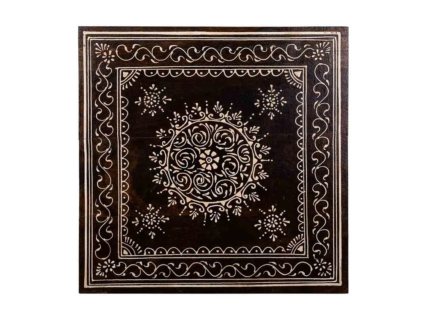 Brauner handgefertigter bemalter Holztisch 38x38x17 h cm