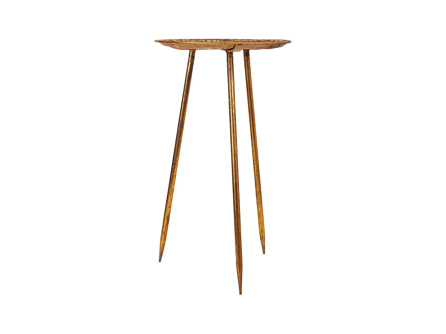 Goldener Ecktisch aus Metall, 34,5 x 34,5 x 59 h cm