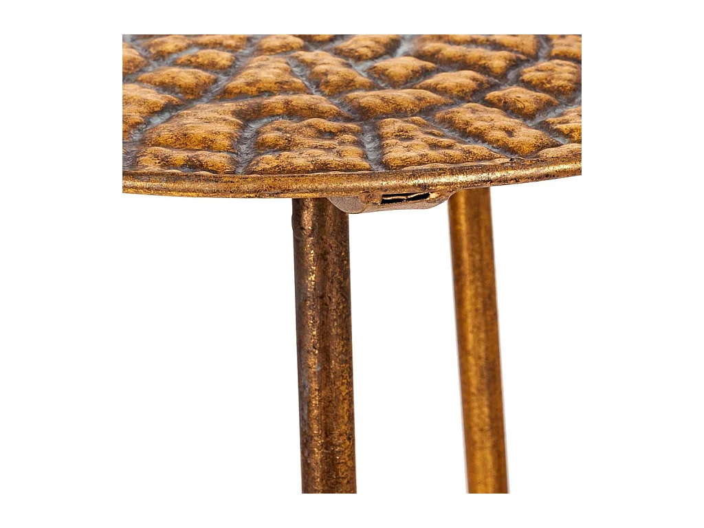 Goldener Ecktisch aus Metall, 34,5 x 34,5 x 59 h cm