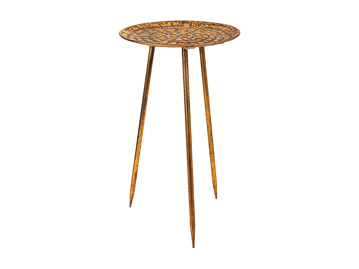 Mesa de canto em metal dourado 34,5x34,5x59