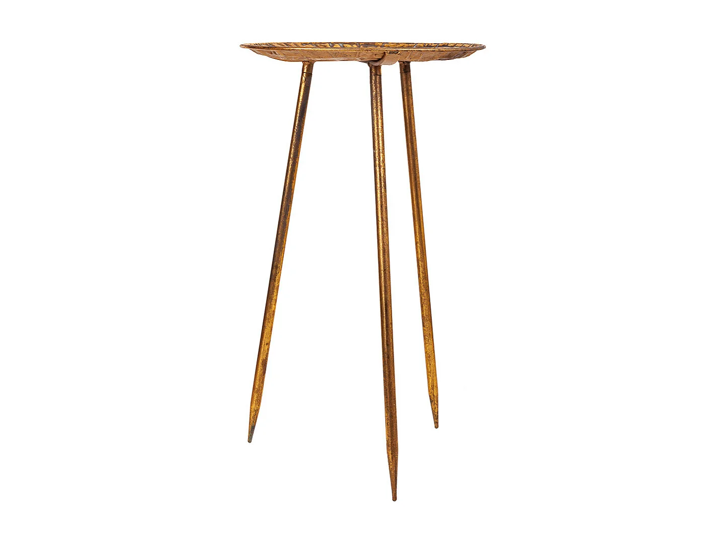 Mesa de canto em metal dourado 34,5x34,5x59