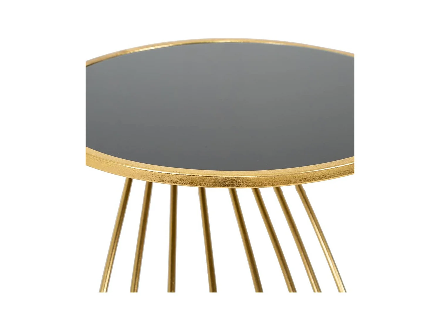 Beistelltisch aus goldfarbenem Metall mit Glasoberfläche, T43x73h cm