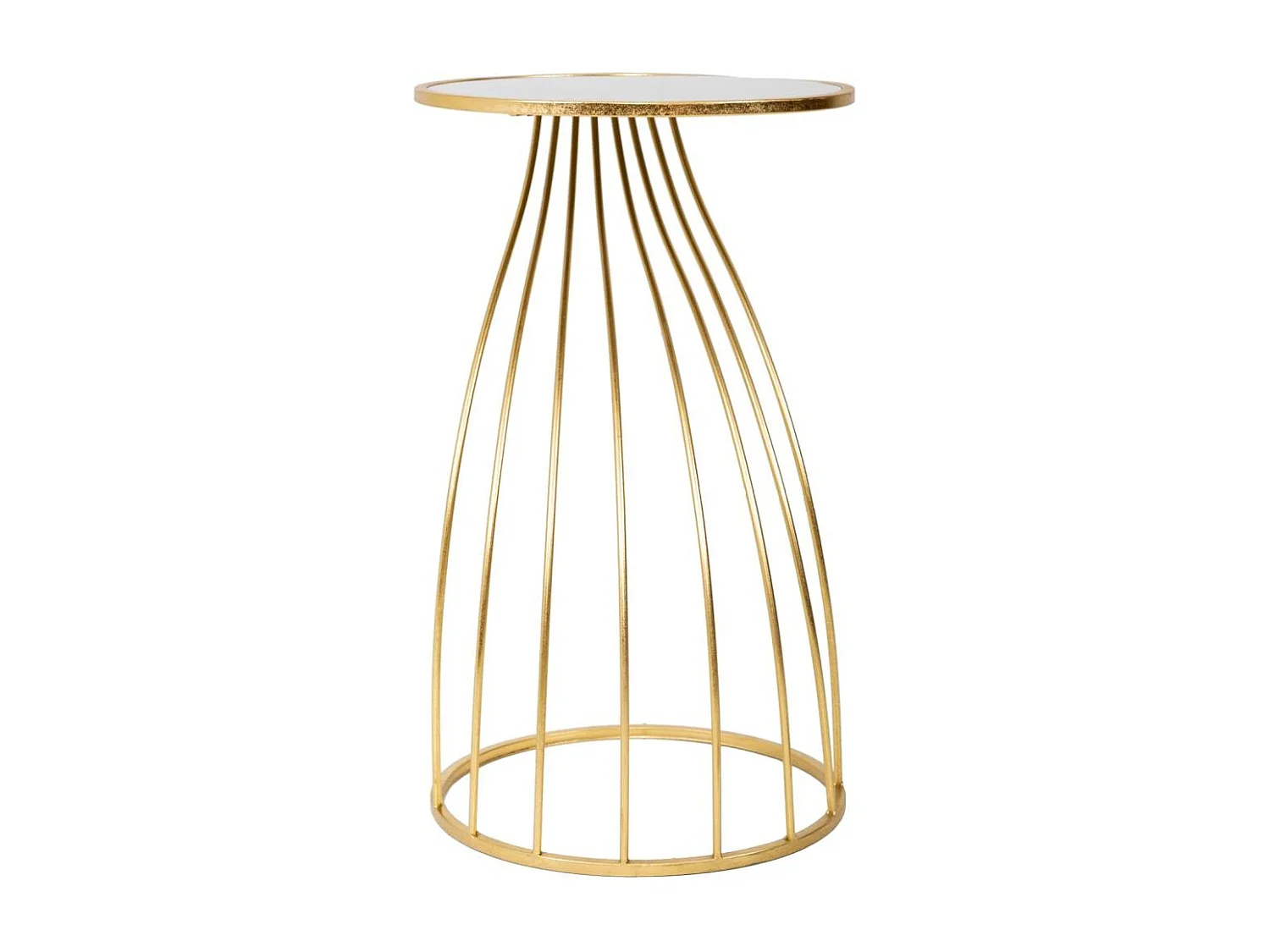 Table d'appoint en métal doré avec surface en verre d43x73h