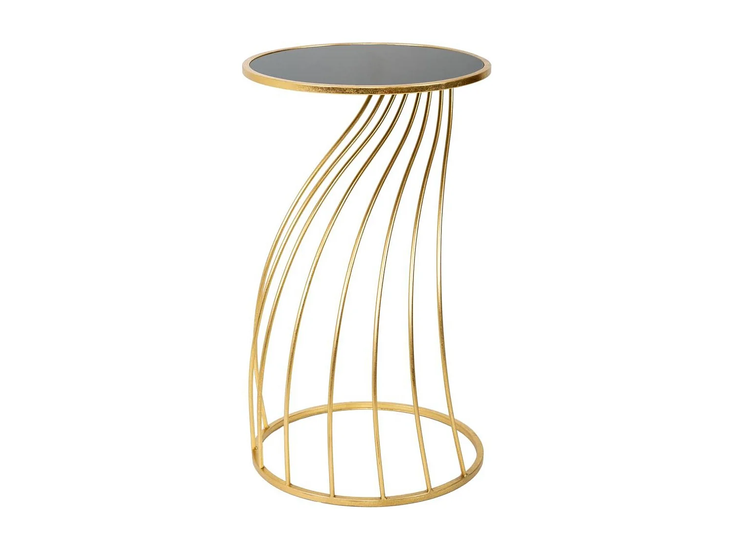 Mesa lateral de metal dourado com superfície de vidro d43x73