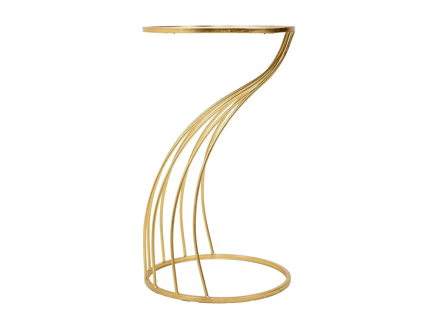 Mesa lateral de metal dourado com superfície de vidro d43x73