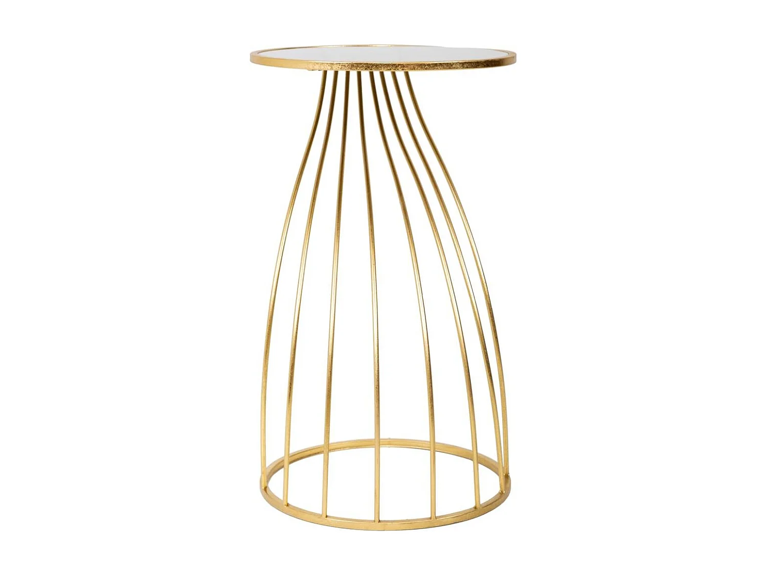 Mesa lateral de metal dourado com superfície de vidro d43x73