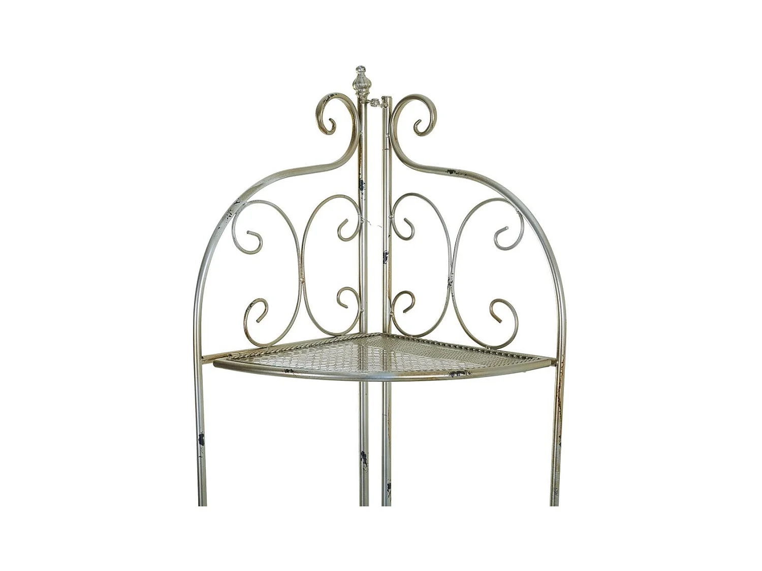 Silbernes Eckregal aus Schmiedeeisen, 49x35x125h cm