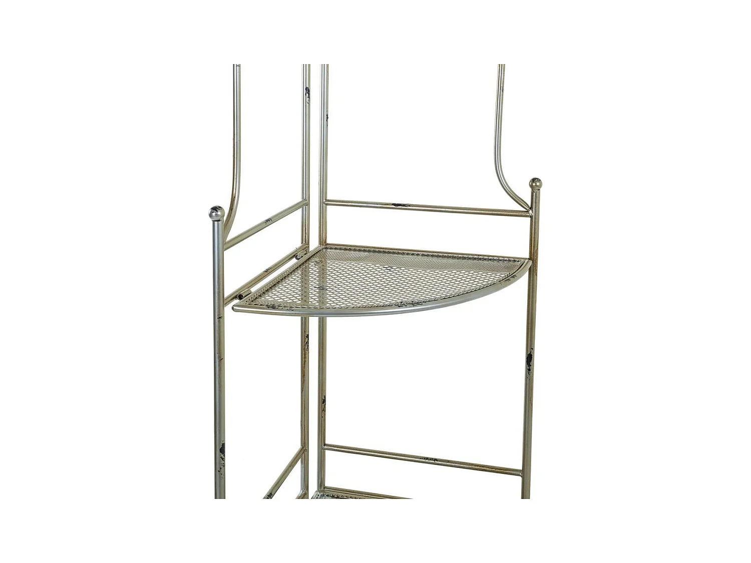 Silbernes Eckregal aus Schmiedeeisen, 49x35x125h cm