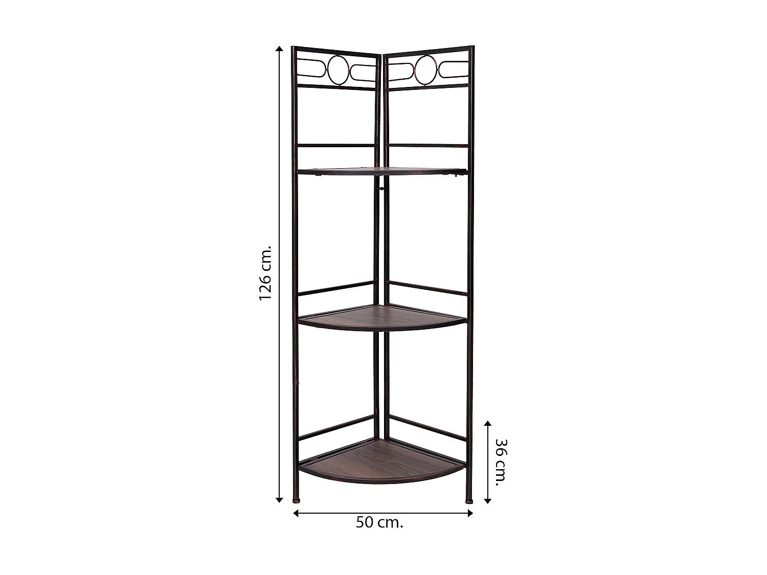 Estantería rinconera de madera y metal negra 50x36x126