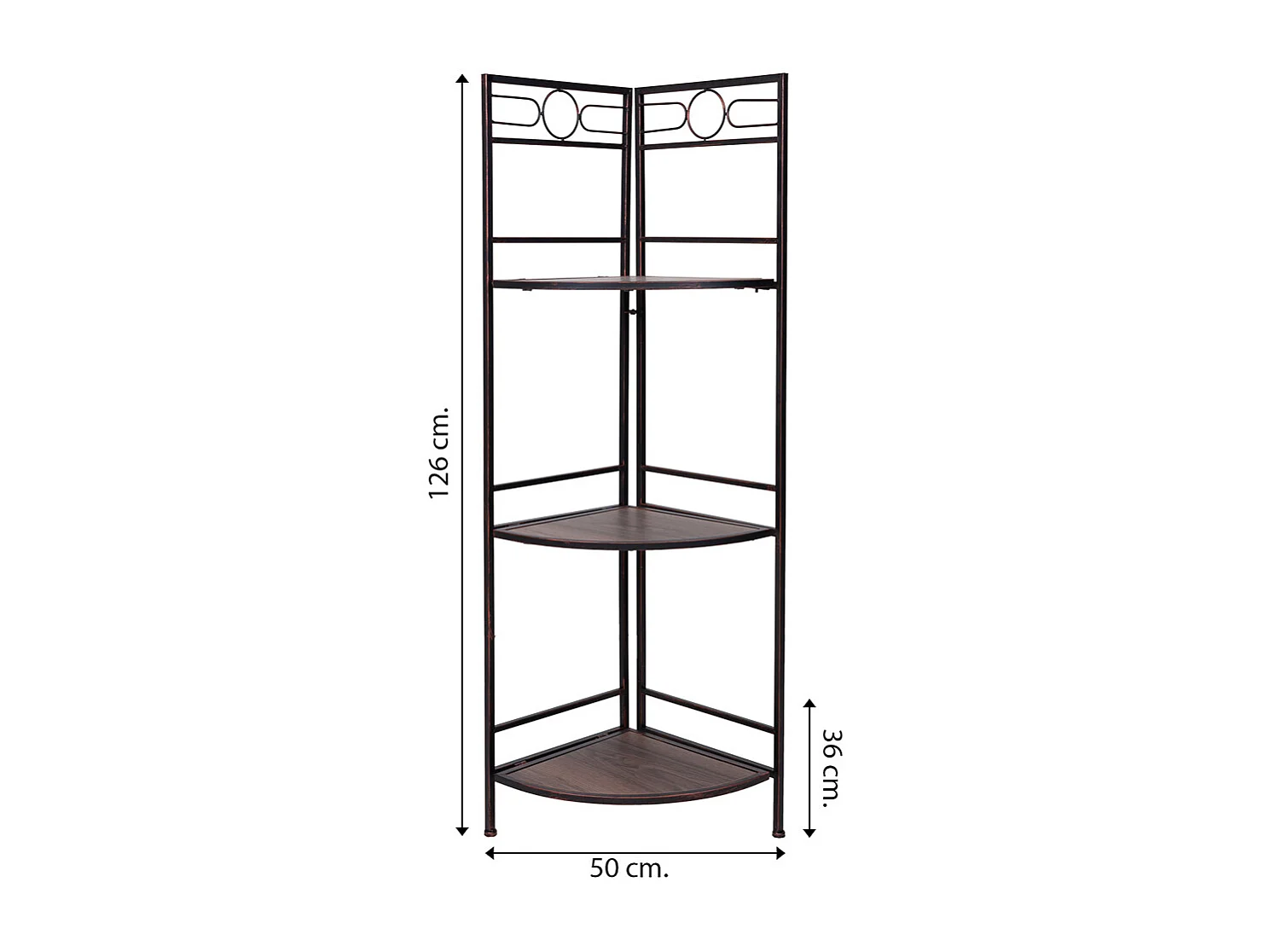 Estantería rinconera de madera y metal negra 50x36x126