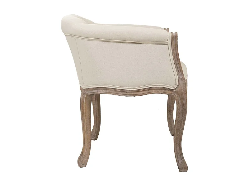 Weiß gepolsterter Holzsessel 61x61x71h cm