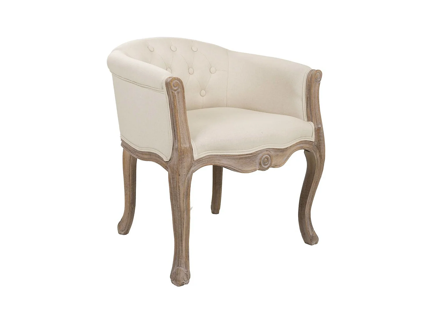 Fauteuil en bois rembourré blanc 61x61x71h