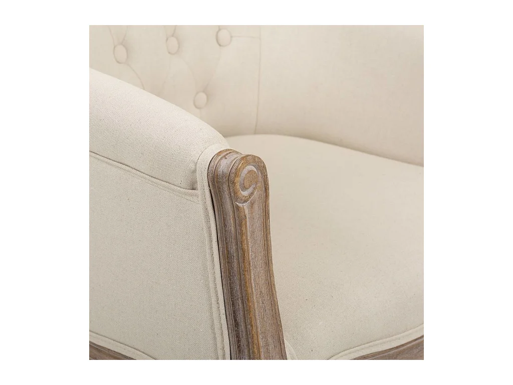 Fauteuil en bois rembourré blanc 61x61x71h