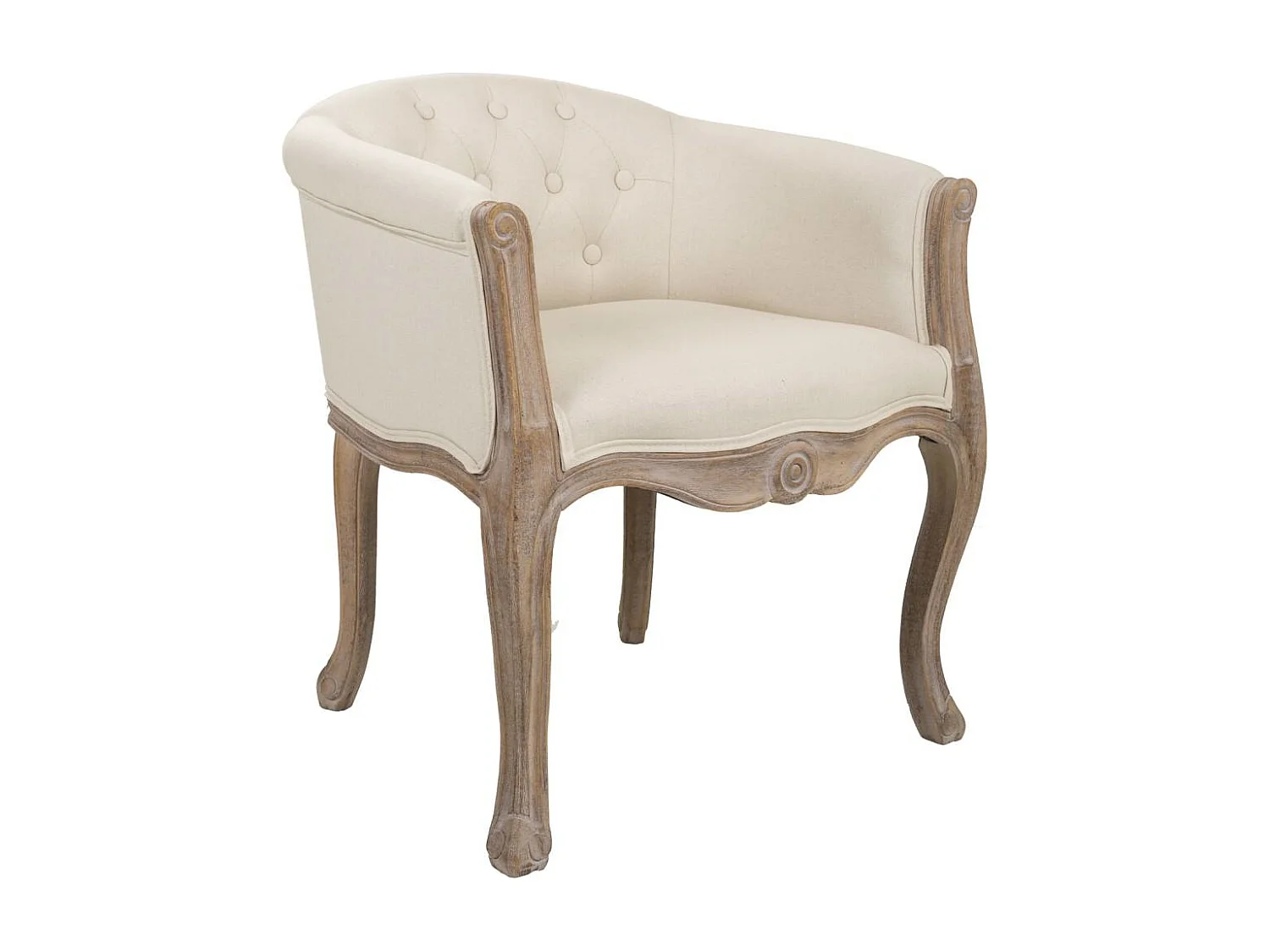 Fauteuil en bois rembourré blanc 61x61x71h