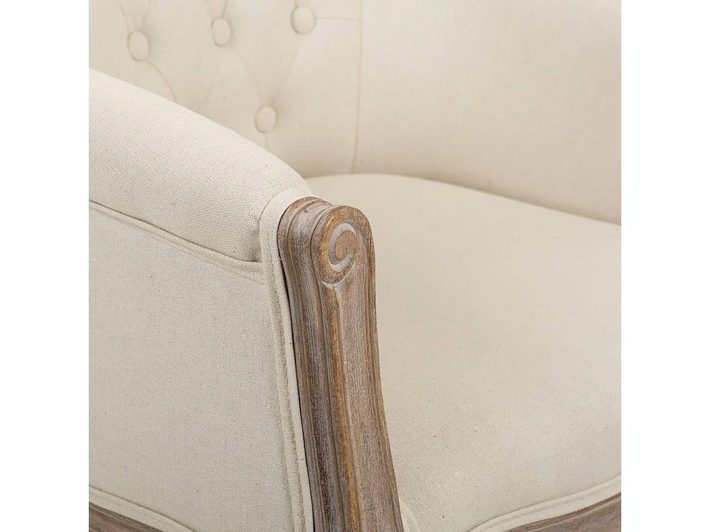 Fauteuil en bois rembourré blanc 61x61x71h