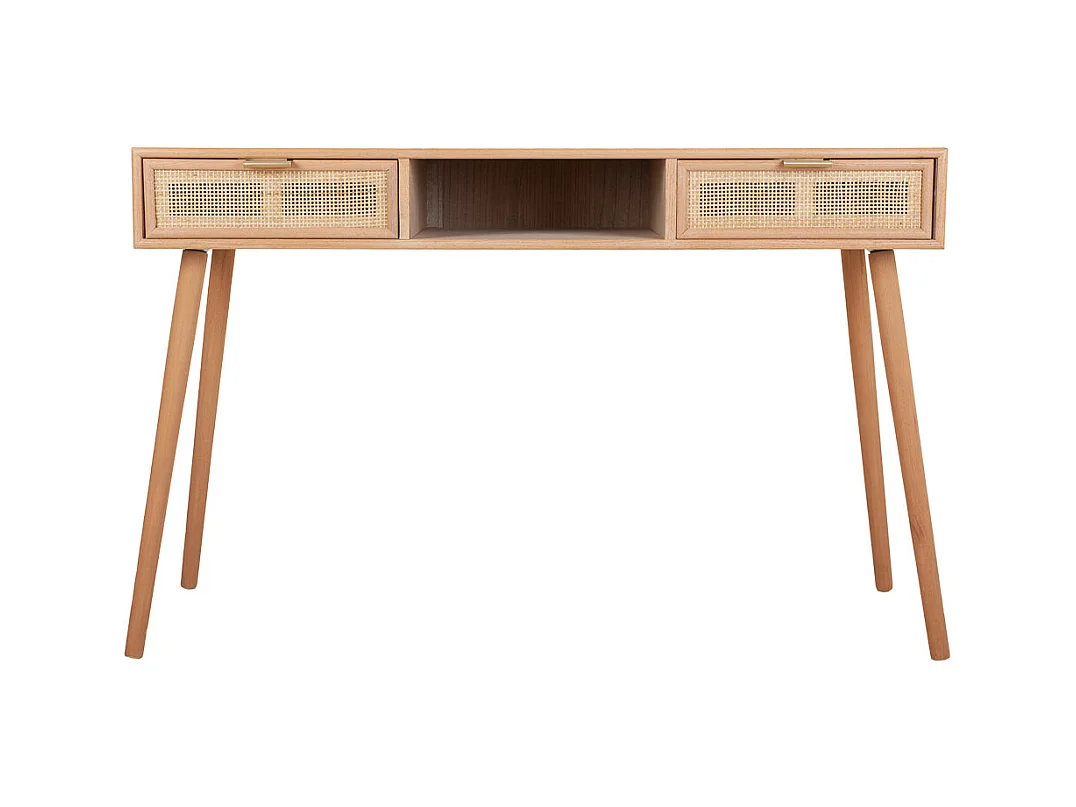 Flurtisch aus Holz und braunem Gitter 120x42x79h cm