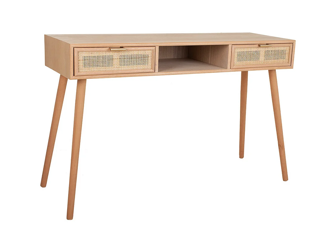 Flurtisch aus Holz und braunem Gitter 120x42x79h cm