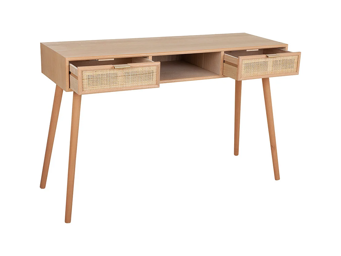 Flurtisch aus Holz und braunem Gitter 120x42x79h cm